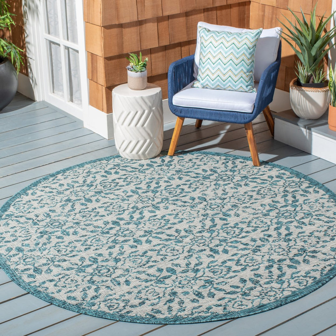 SAFAVIEH Outdoor CY8955-37212 Courtyard Grey / Blue Rug Image 2