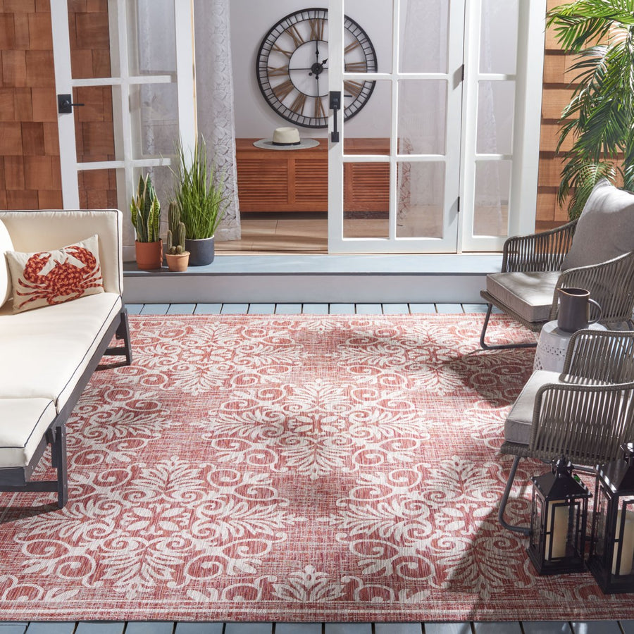 SAFAVIEH Outdoor CY8961-36521 Courtyard Red / Ivory Rug Image 1