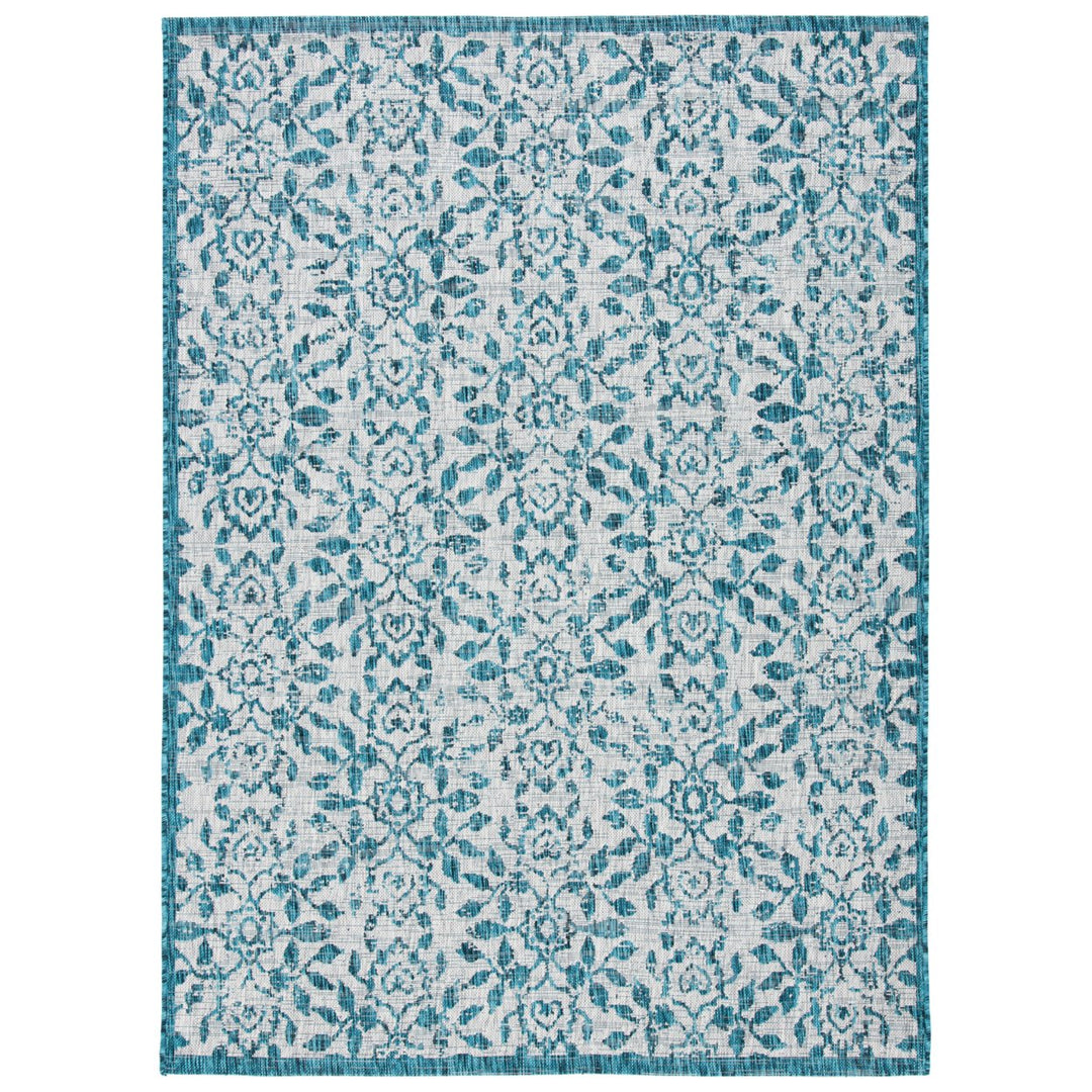 SAFAVIEH Outdoor CY8955-37212 Courtyard Grey / Blue Rug Image 4