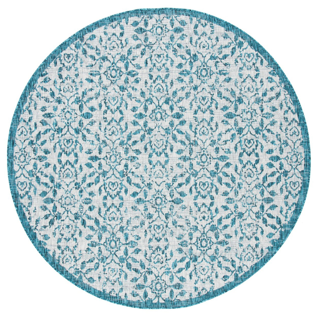 SAFAVIEH Outdoor CY8955-37212 Courtyard Grey / Blue Rug Image 1