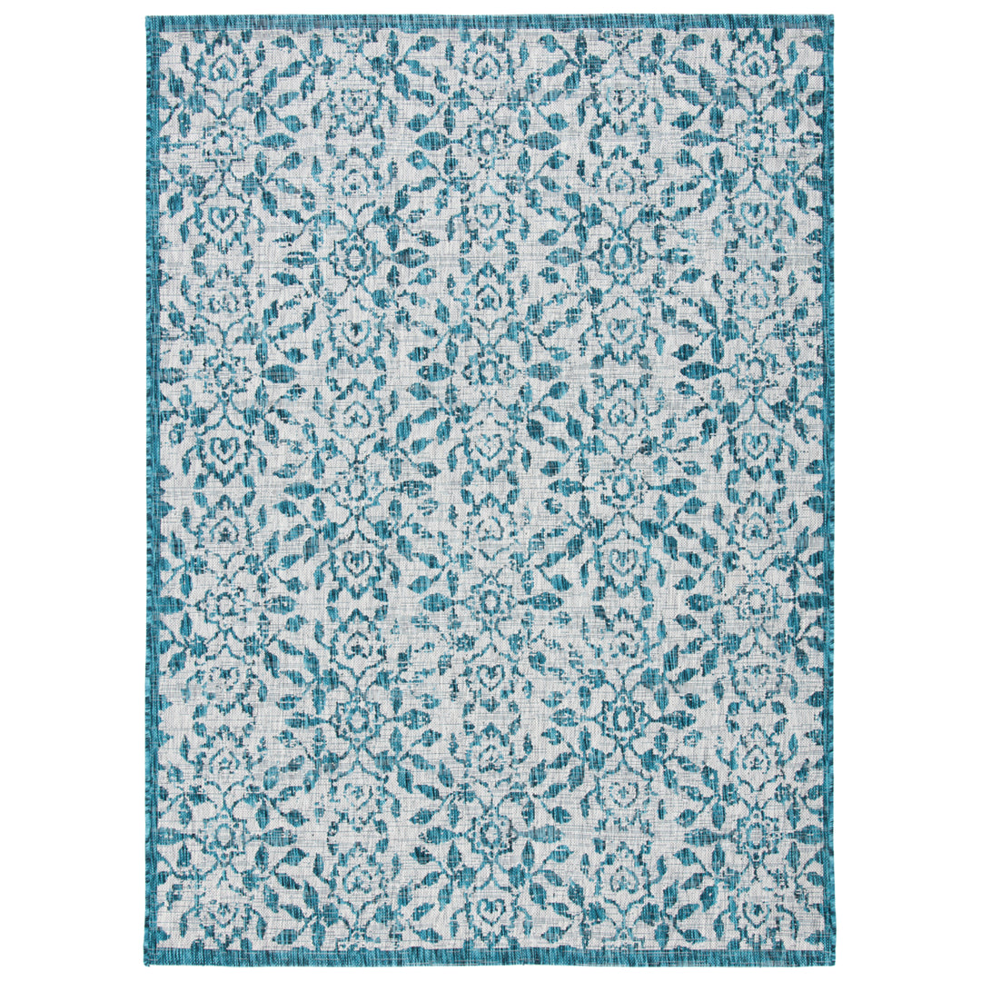 SAFAVIEH Outdoor CY8955-37212 Courtyard Grey / Blue Rug Image 10