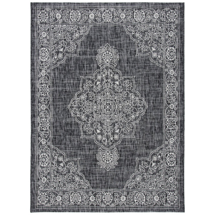 SAFAVIEH Outdoor CY8966-37621 Courtyard Black / Grey Rug Image 1