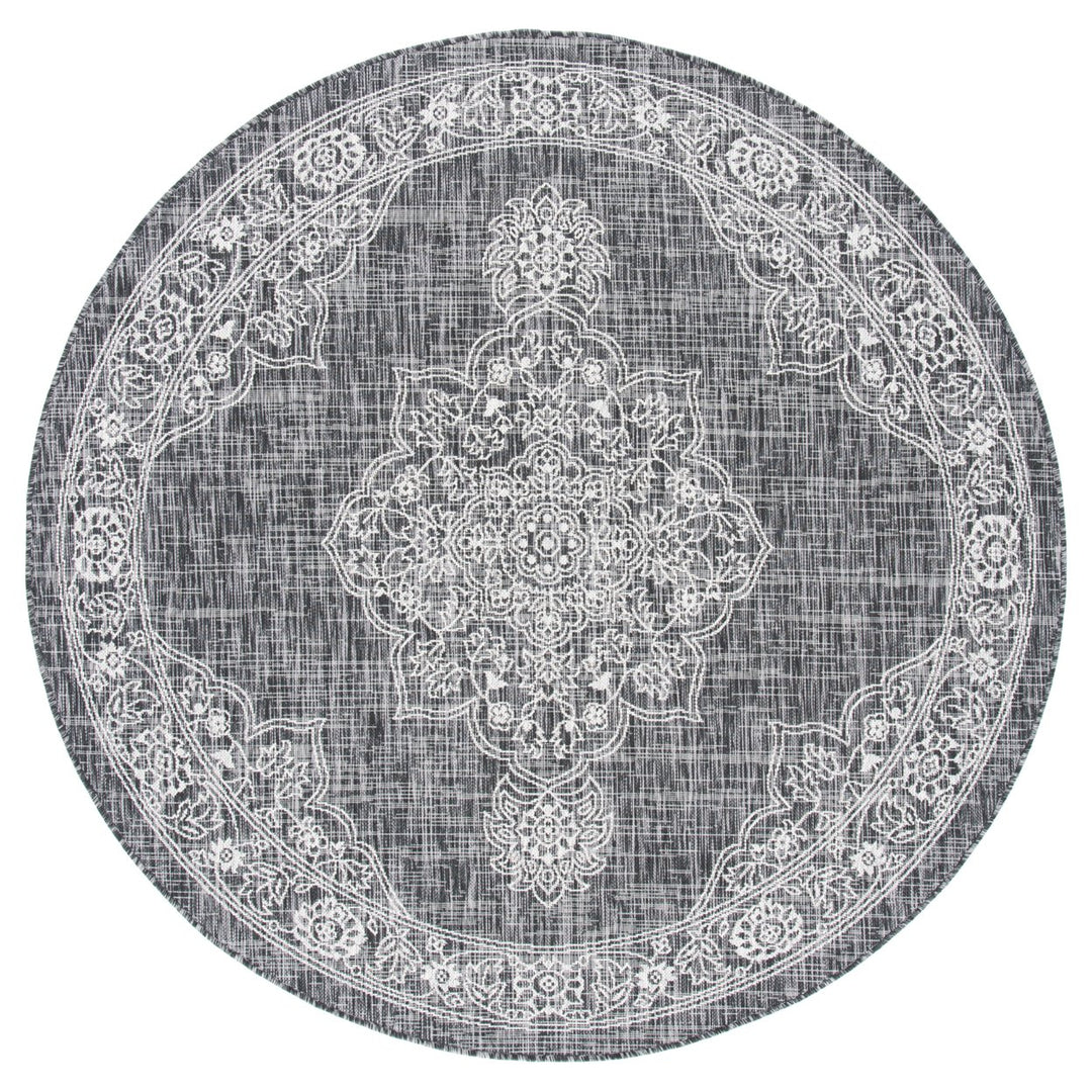 SAFAVIEH Outdoor CY8966-37621 Courtyard Black / Grey Rug Image 1