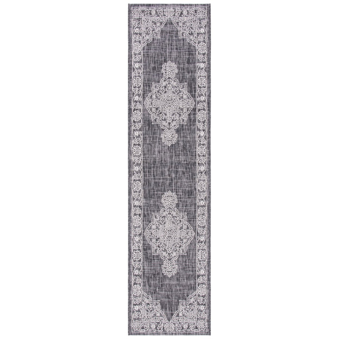 SAFAVIEH Outdoor CY8966-37621 Courtyard Black / Grey Rug Image 1