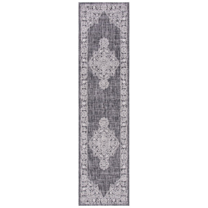 SAFAVIEH Outdoor CY8966-37621 Courtyard Black / Grey Rug Image 1