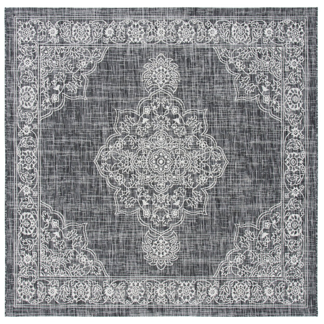 SAFAVIEH Outdoor CY8966-37621 Courtyard Black / Grey Rug Image 1