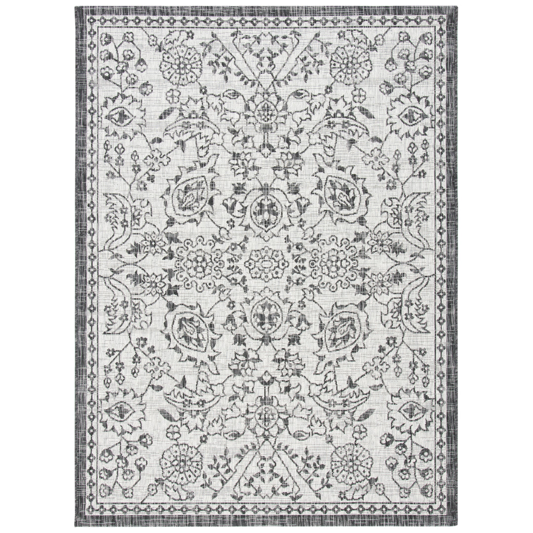 SAFAVIEH Outdoor CY8968-37612 Courtyard Grey / Black Rug Image 4