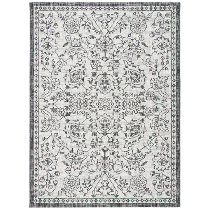 SAFAVIEH Outdoor CY8968-37612 Courtyard Grey / Black Rug Image 4