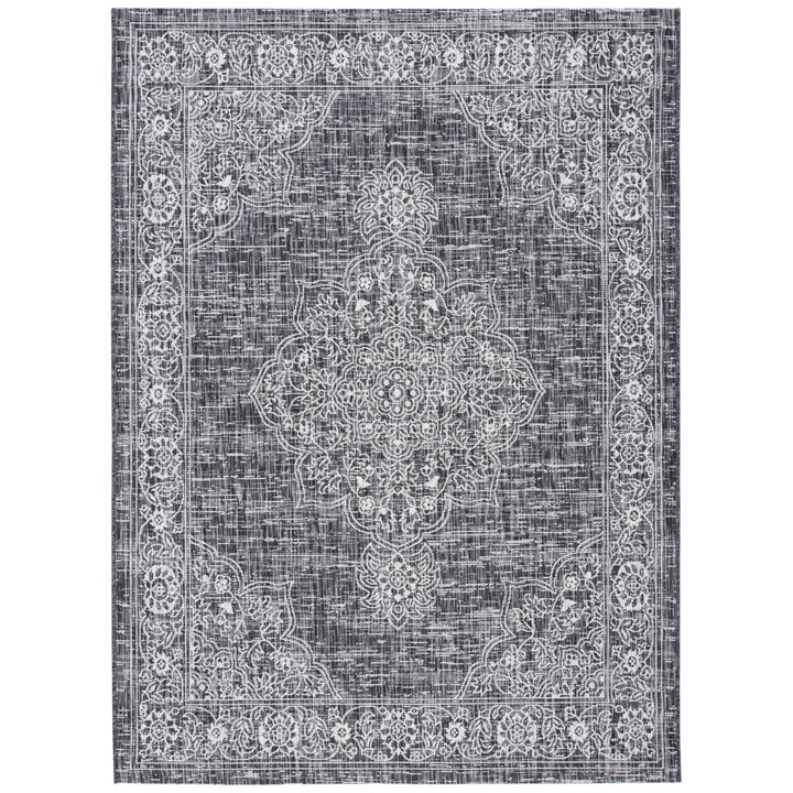 SAFAVIEH Outdoor CY8969-37621 Courtyard Grey / Black Rug Image 1