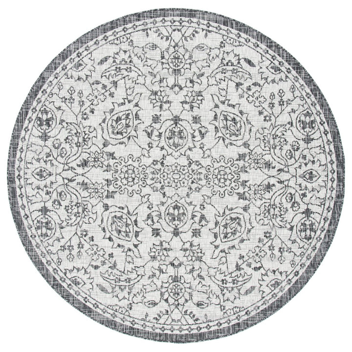 SAFAVIEH Outdoor CY8968-37612 Courtyard Grey / Black Rug Image 1