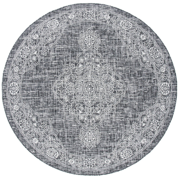 SAFAVIEH Outdoor CY8969-37621 Courtyard Grey / Black Rug Image 1