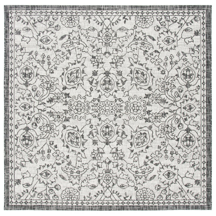 SAFAVIEH Outdoor CY8968-37612 Courtyard Grey / Black Rug Image 6