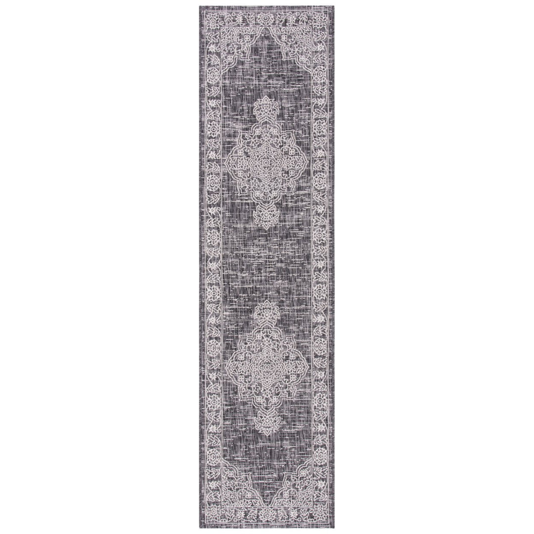 SAFAVIEH Outdoor CY8969-37621 Courtyard Grey / Black Rug Image 1