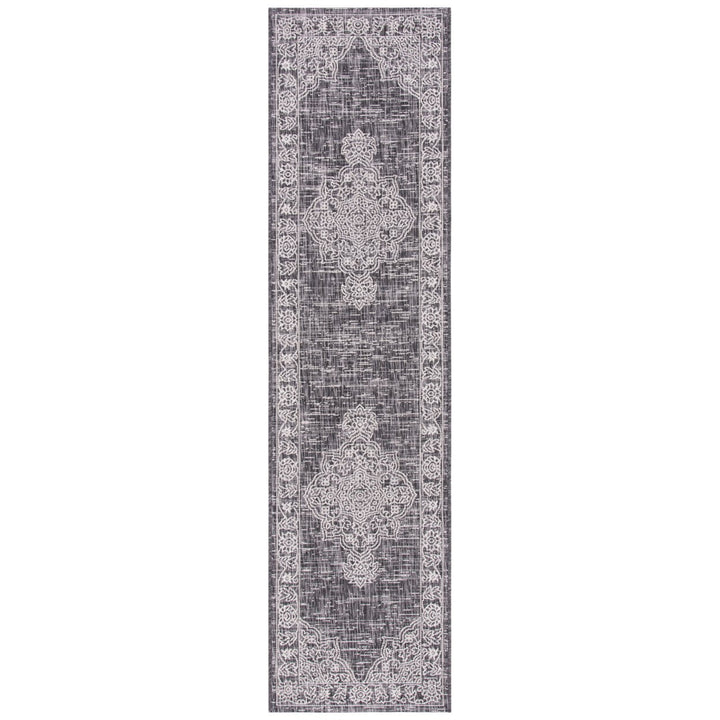 SAFAVIEH Outdoor CY8969-37621 Courtyard Grey / Black Rug Image 1