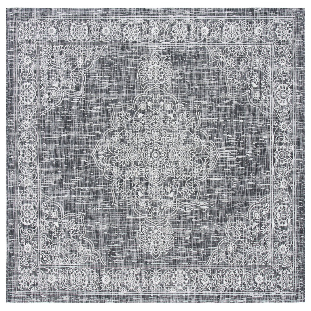 SAFAVIEH Outdoor CY8969-37621 Courtyard Grey / Black Rug Image 1