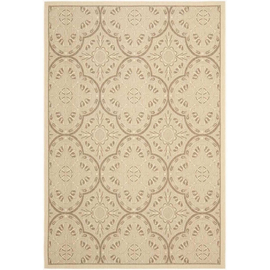 SAFAVIEH Outdoor CYS6204-219 Courtyard Cream / Lt Chocolate Rug Image 1