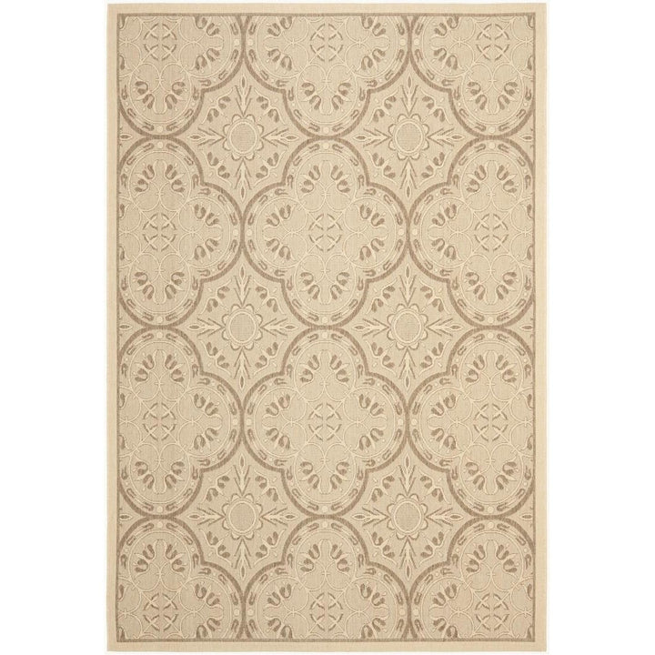 SAFAVIEH Outdoor CYS6204-219 Courtyard Cream / Lt Chocolate Rug Image 1