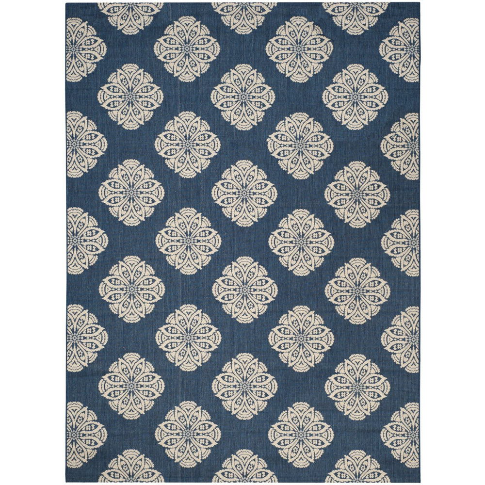 SAFAVIEH Indoor Outdoor CYW2432A Courtyard Navy / Beige Rug Image 2