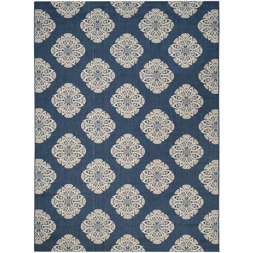 SAFAVIEH Indoor Outdoor CYW2432A Courtyard Navy / Beige Rug Image 2