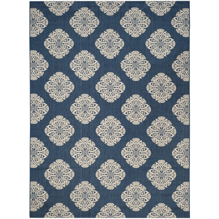 SAFAVIEH Indoor Outdoor CYW2432A Courtyard Navy / Beige Rug Image 1