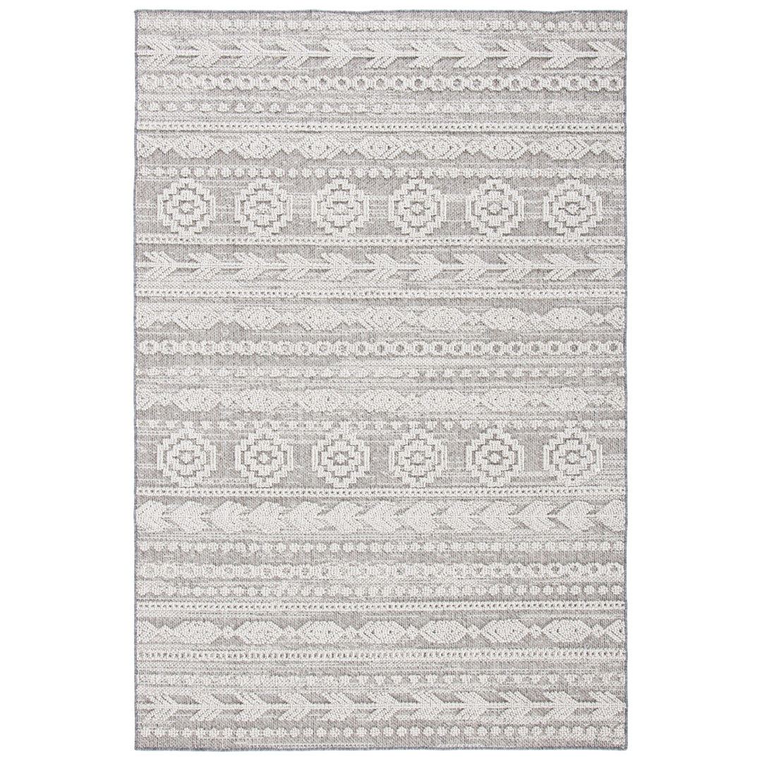 SAFAVIEH Outdoor GLB862F Global Collection Grey / Ivory Rug Image 2