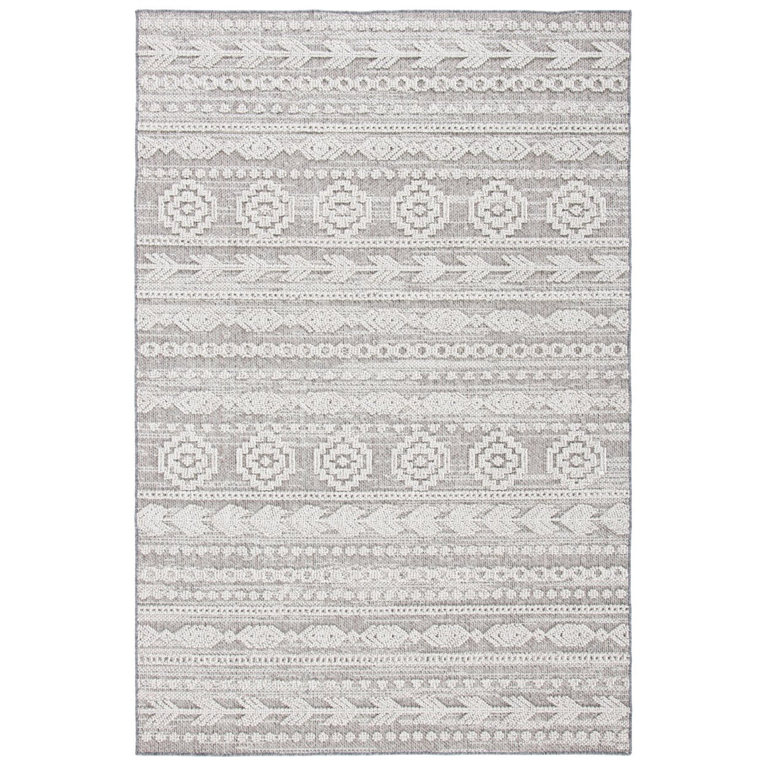 SAFAVIEH Outdoor GLB862F Global Collection Grey / Ivory Rug Image 1
