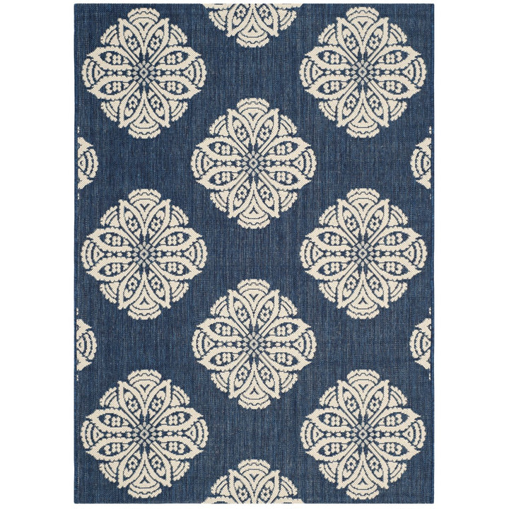 SAFAVIEH Indoor Outdoor CYW2432A Courtyard Navy / Beige Rug Image 3