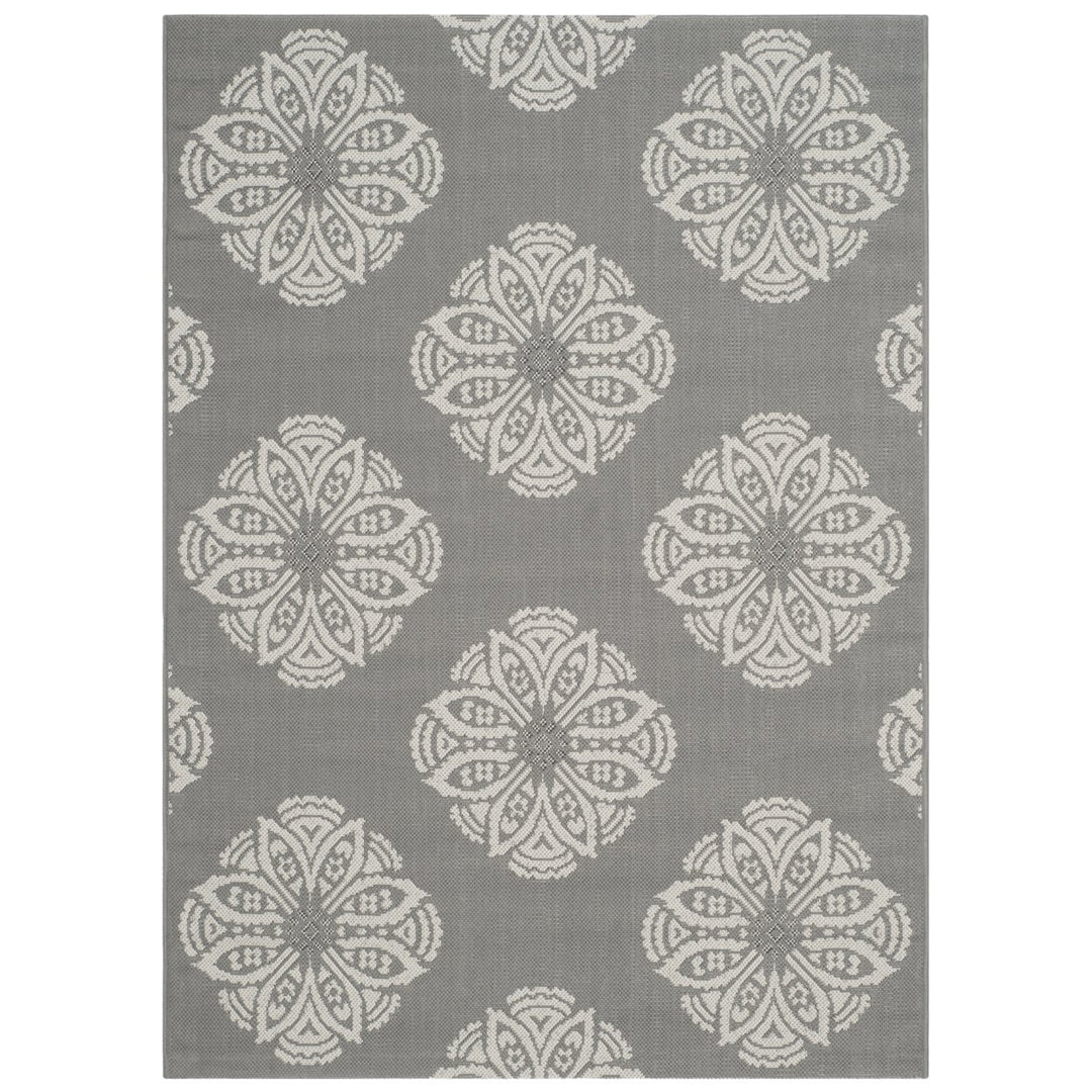 SAFAVIEH Indoor Outdoor CYW2432C Courtyard Grey / Beige Rug Image 3