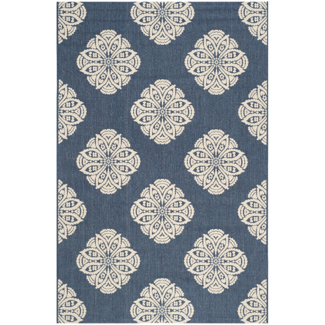 SAFAVIEH Indoor Outdoor CYW2432A Courtyard Navy / Beige Rug Image 4