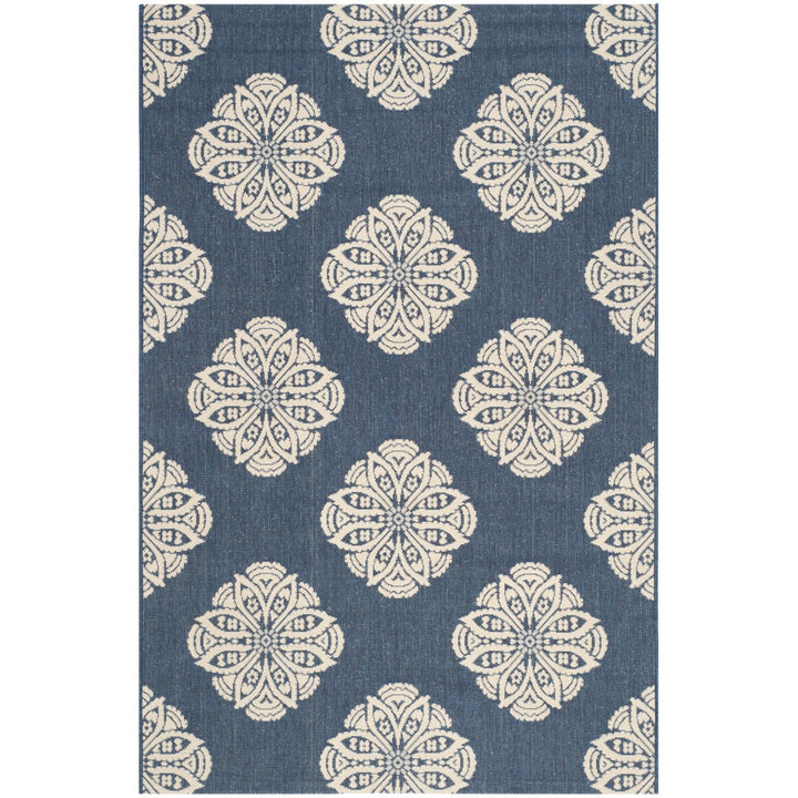 SAFAVIEH Indoor Outdoor CYW2432A Courtyard Navy / Beige Rug Image 4