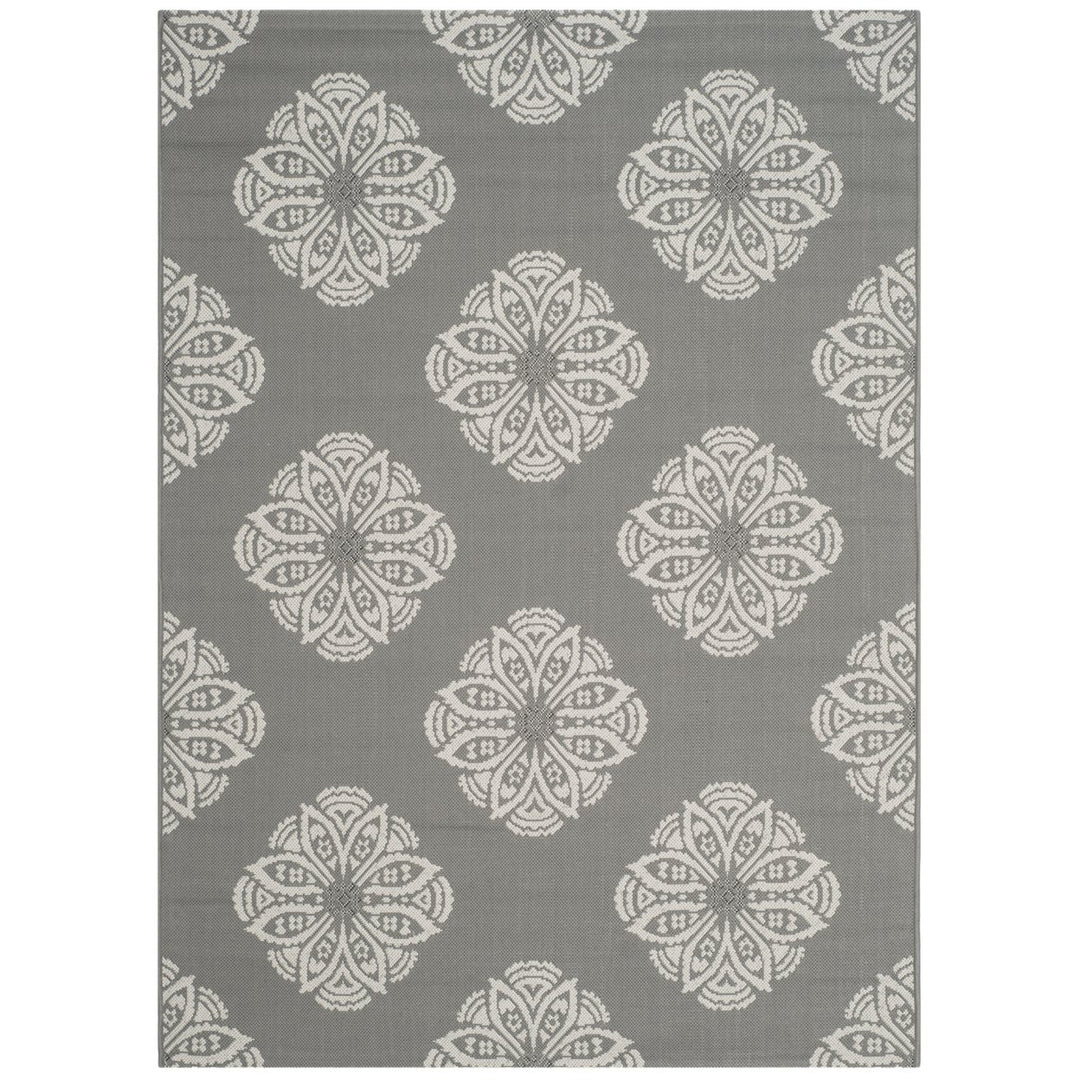 SAFAVIEH Indoor Outdoor CYW2432C Courtyard Grey / Beige Rug Image 4