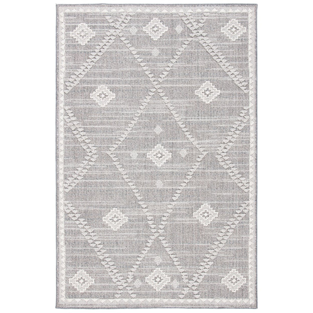 SAFAVIEH Indoor Outdoor GLB868F Global Dark Grey / Ivory Rug Image 1