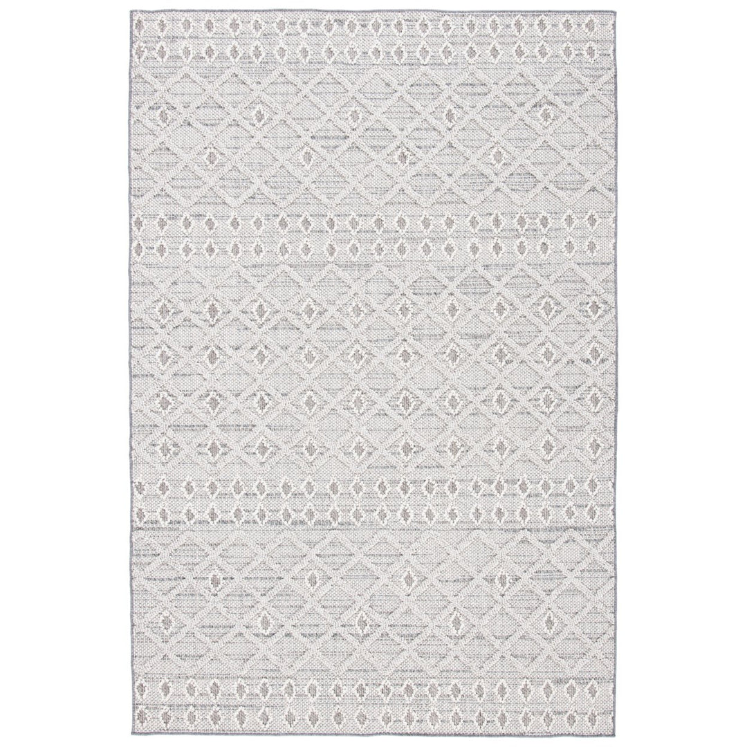 SAFAVIEH Outdoor GLB870F Global Collection Grey / Ivory Rug Image 1