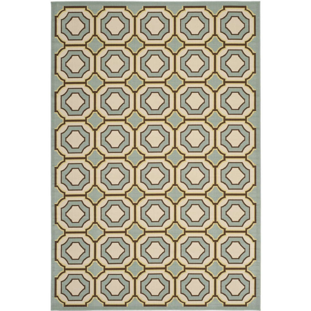 SAFAVIEH Outdoor HAM509AL Hampton Light Blue / Ivory Rug Image 1