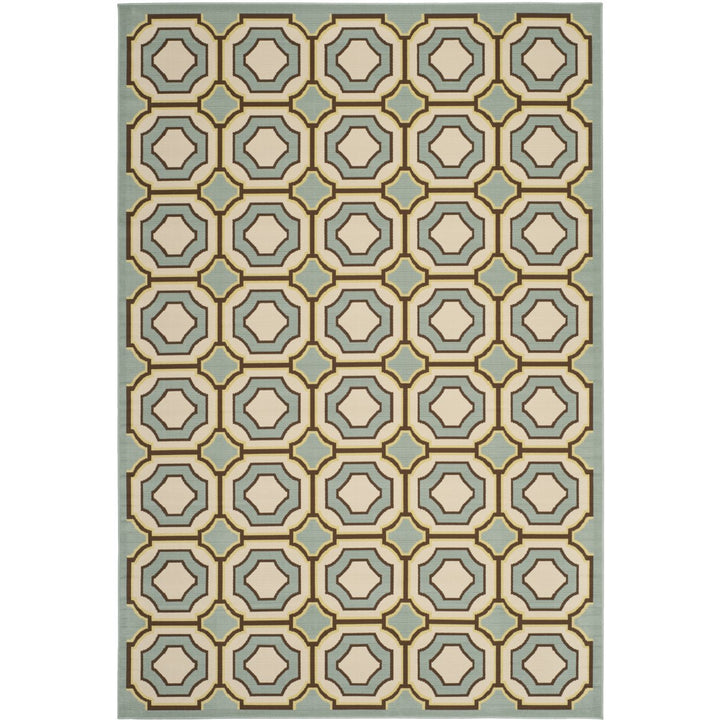 SAFAVIEH Outdoor HAM509AL Hampton Light Blue / Ivory Rug Image 1