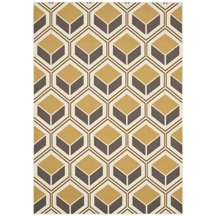 SAFAVIEH Outdoor HAM512AI Hampton Collection Ivory / Camel Rug Image 1