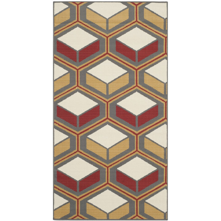 SAFAVIEH Indoor Outdoor HAM512CD Hampton Dark Grey / Rust Rug Image 1