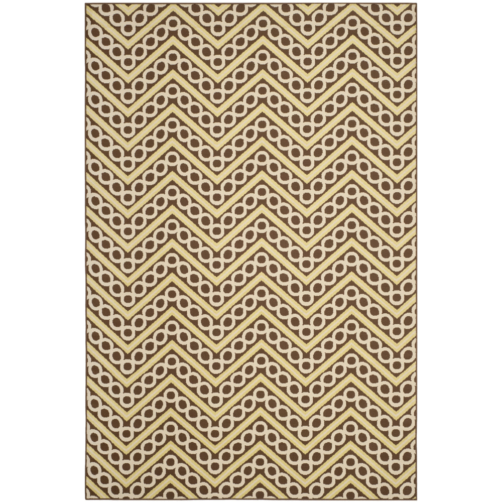 SAFAVIEH Outdoor HAM513AB Hampton Collection Brown / Ivory Rug Image 2