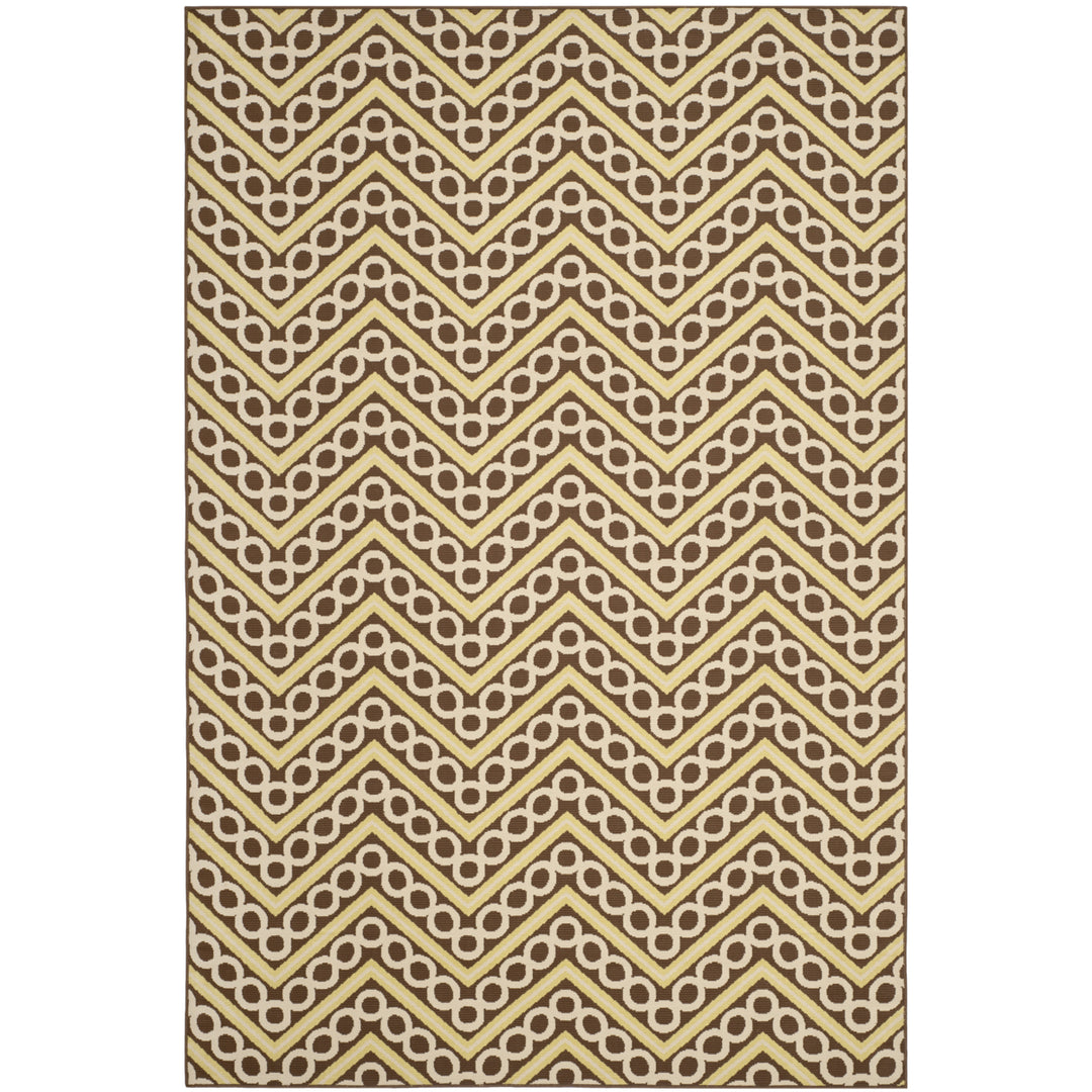 SAFAVIEH Outdoor HAM513AB Hampton Collection Brown / Ivory Rug Image 2