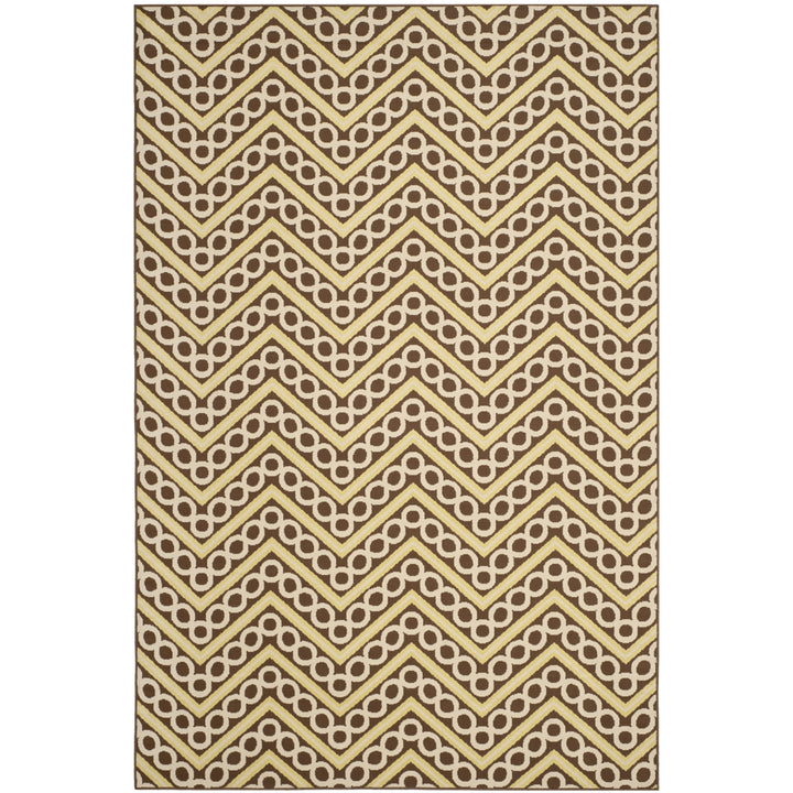 SAFAVIEH Outdoor HAM513AB Hampton Collection Brown / Ivory Rug Image 2