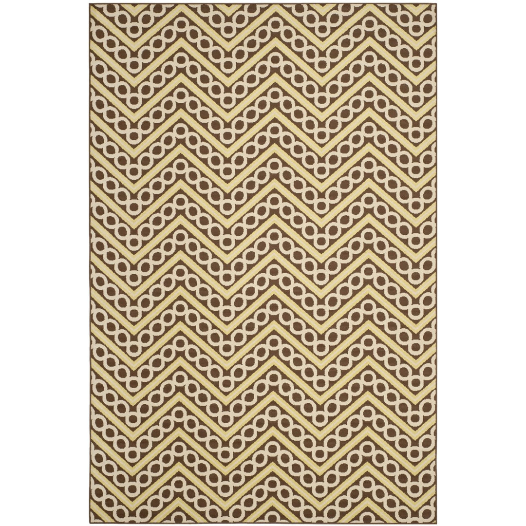 SAFAVIEH Outdoor HAM513AB Hampton Collection Brown / Ivory Rug Image 1