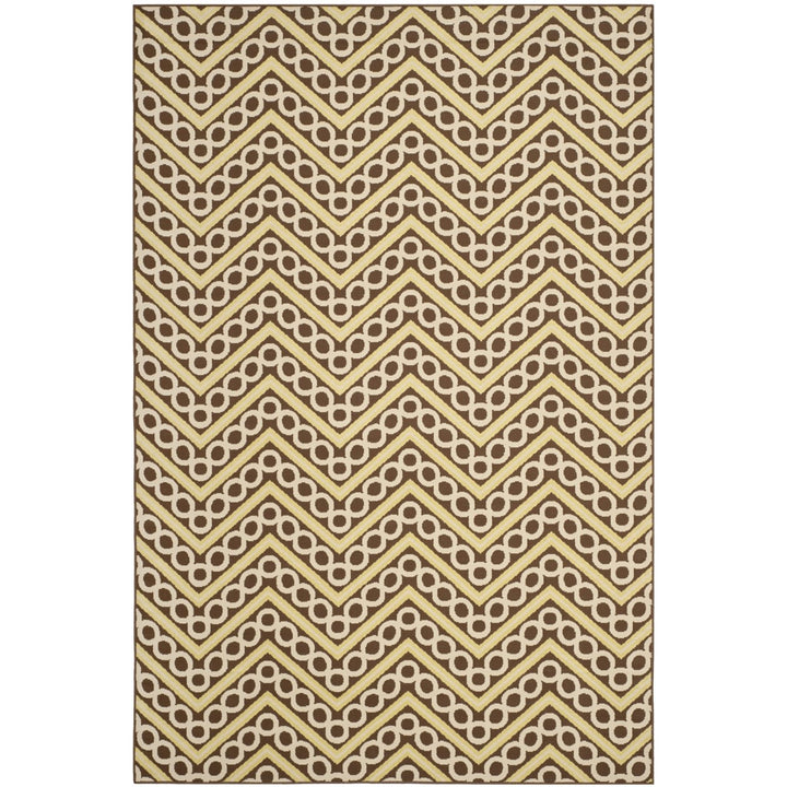 SAFAVIEH Outdoor HAM513AB Hampton Collection Brown / Ivory Rug Image 1