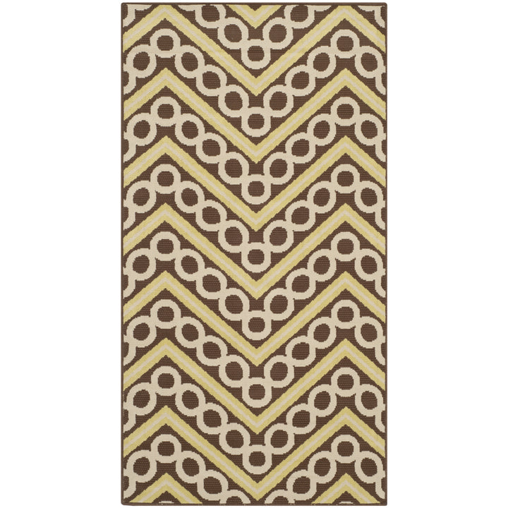 SAFAVIEH Outdoor HAM513AB Hampton Collection Brown / Ivory Rug Image 5