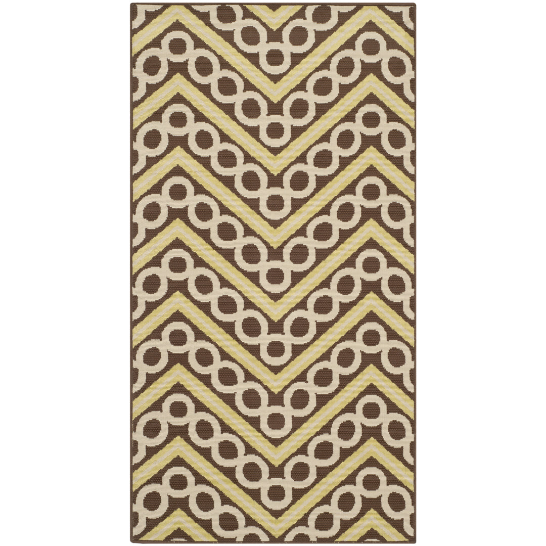 SAFAVIEH Outdoor HAM513AB Hampton Collection Brown / Ivory Rug Image 1