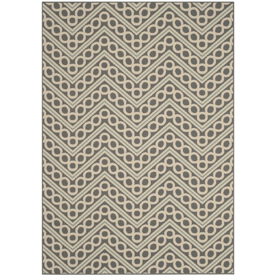 SAFAVIEH Indoor Outdoor HAM513CD Hampton Dark Grey / Ivory Rug Image 1