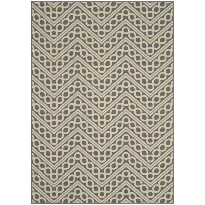 SAFAVIEH Indoor Outdoor HAM513CD Hampton Dark Grey / Ivory Rug Image 1