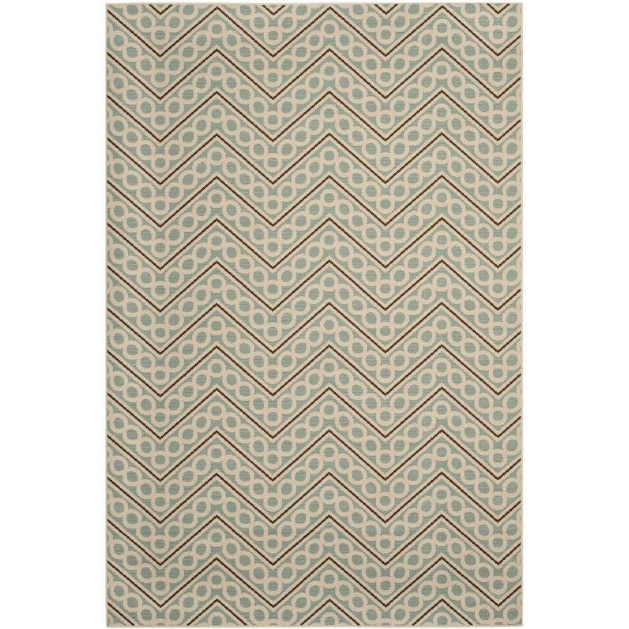 SAFAVIEH Outdoor HAM513AL Hampton Light Blue / Ivory Rug Image 1