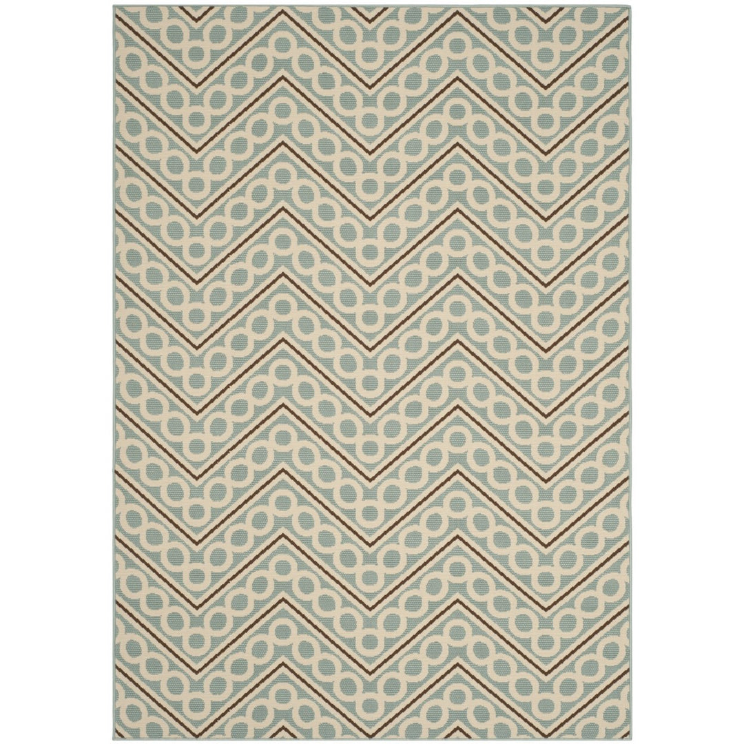 SAFAVIEH Outdoor HAM513AL Hampton Light Blue / Ivory Rug Image 1