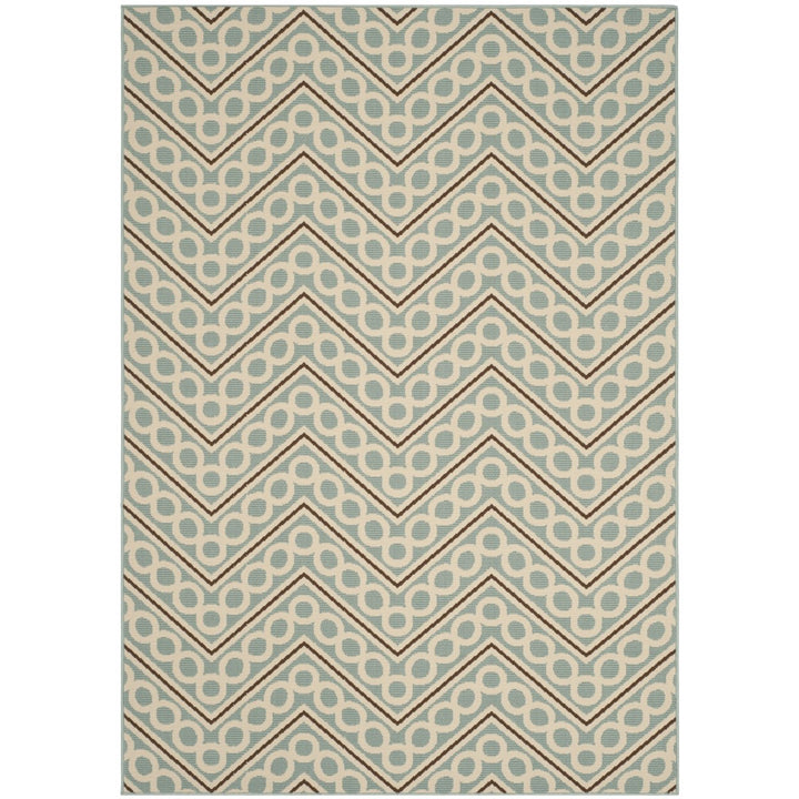 SAFAVIEH Outdoor HAM513AL Hampton Light Blue / Ivory Rug Image 1