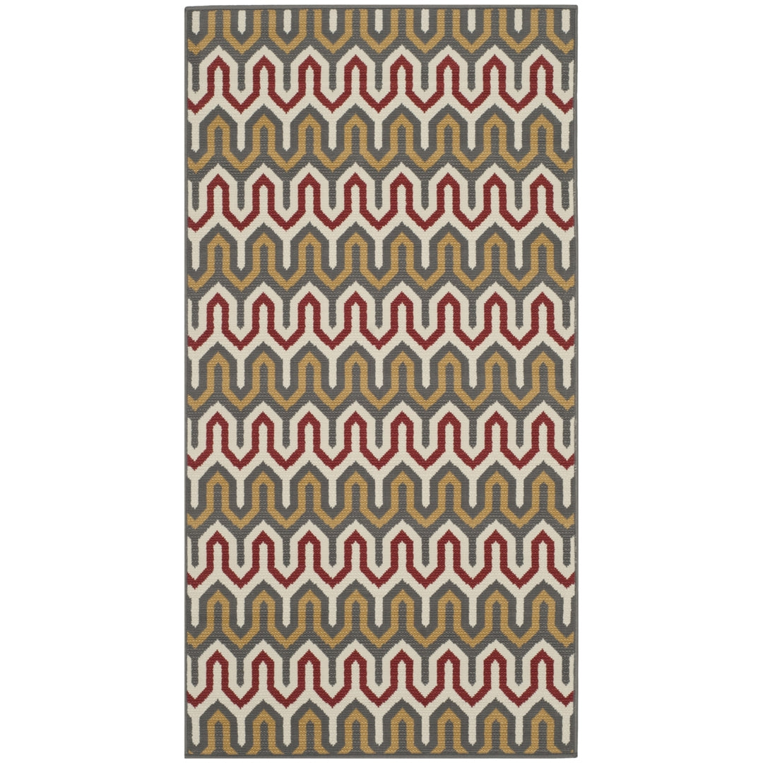 SAFAVIEH Indoor Outdoor HAM516CD Hampton Dark Grey / Rust Rug Image 5